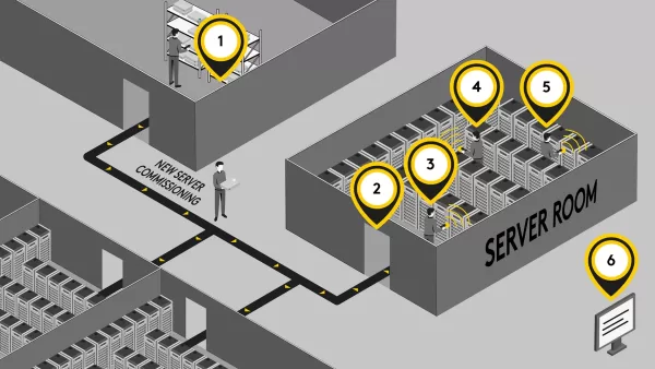 RFID tags installed on data center server racks